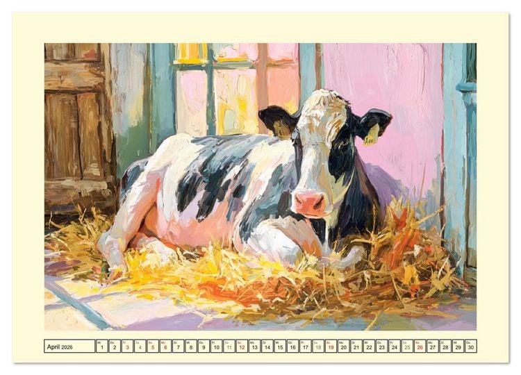 Produktbild: Almseelen im Licht der Berge. Charmante K&uuml;he in kunstvoller &Ouml;loptik (Wandkalender 2026 DIN A4 quer), CALVENDO Monatskalender