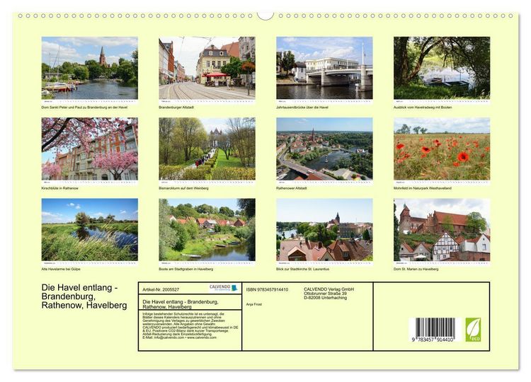 Produktbild: Die Havel entlang - Brandenburg, Rathenow, Havelberg (Wandkalender 2026 DIN A2 quer), CALVENDO Monatskalender