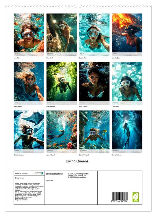 Produktbild: Diving Queens (hochwertiger Premium Wandkalender 2026 DIN A2 hoch), Kunstdruck in Hochglanz