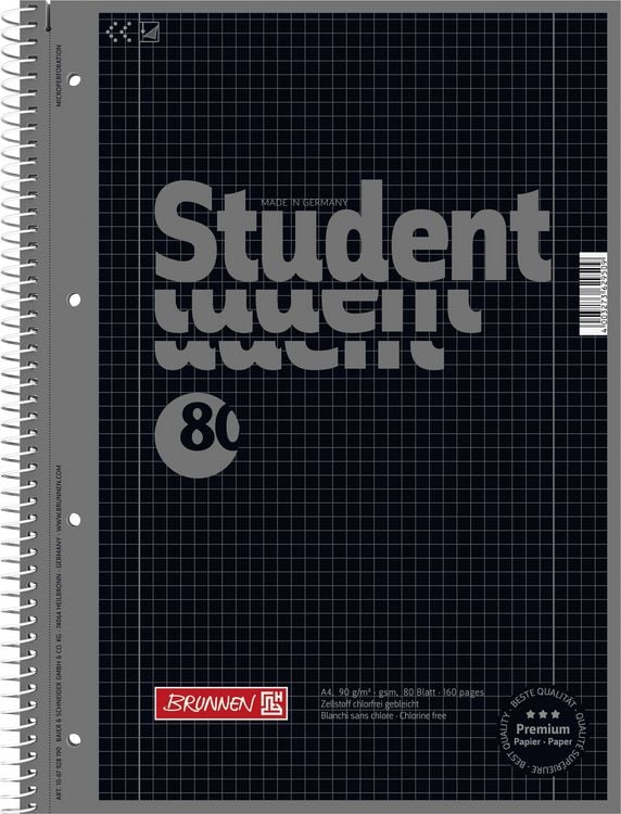 Produktbild: Brunnen Collegeblock Premium Student A4 kariert Lineatur 28 onyx