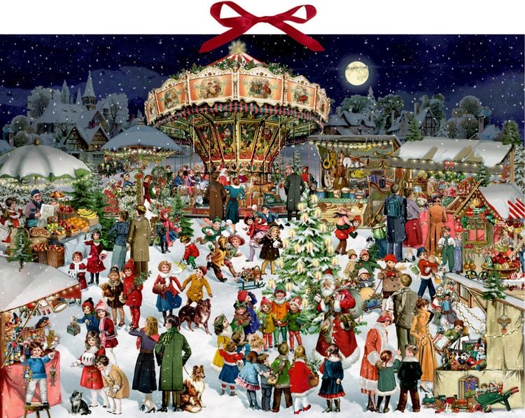 Produktbild: Nostalgischer Weihnachtsmarkt, Wand-Adventskal. (Behr)