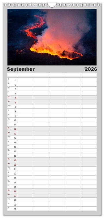 Produktbild: Familienplaner 2026 - Vulkanausbruch - Island mit 5 Spalten (Wandkalender, 21 x 45 cm) CALVENDO