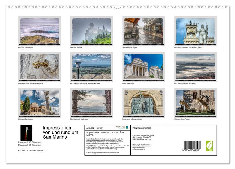 Produktbild: Impressionen - von und rund um San Marino (hochwertiger Premium Wandkalender 2026 DIN A2 quer), Kunstdruck in Hochglanz