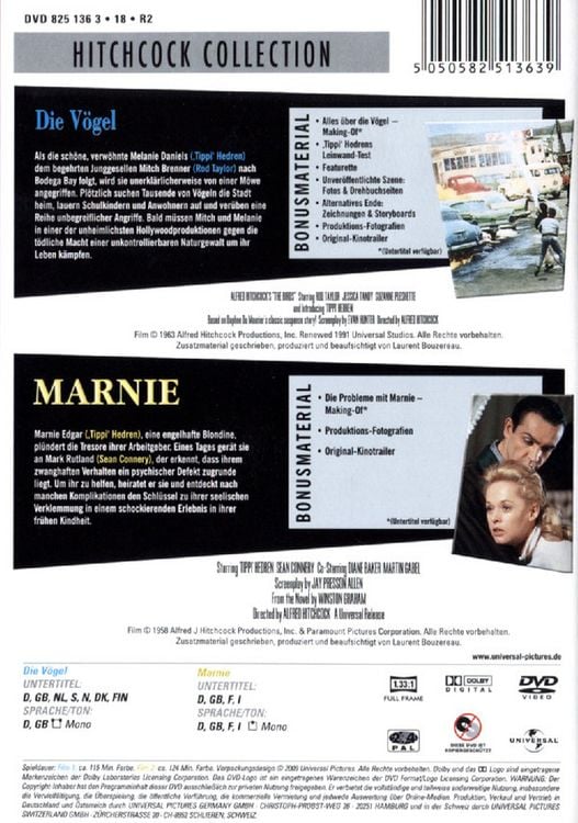 Produktbild: Hitchcock Collection: Die V&ouml;gel/Marnie [2 DVDs]