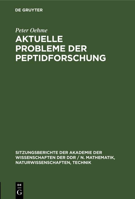 Produktbild: Aktuelle Probleme der Peptidforschung