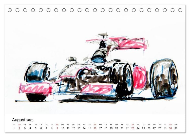 Produktbild: Illustrationen Formel 1 Rennwagen (Tischkalender 2026 DIN A5 quer), CALVENDO Monatskalender