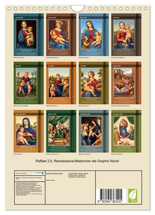 Produktbild: Raffael 2.0, Renaissance-Madonnen als Graphic Novel (Wandkalender 2027 DIN A4 hoch), CALVENDO Monatskalender