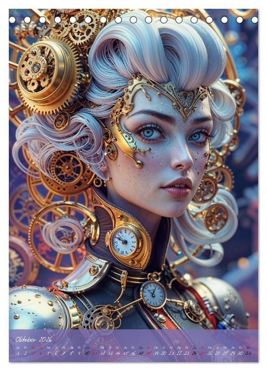 Produktbild: Fantasie-K&ouml;niginnen des Steampunk - Digitale Kunst (Tischkalender 2026 DIN A5 hoch), CALVENDO Monatskalender