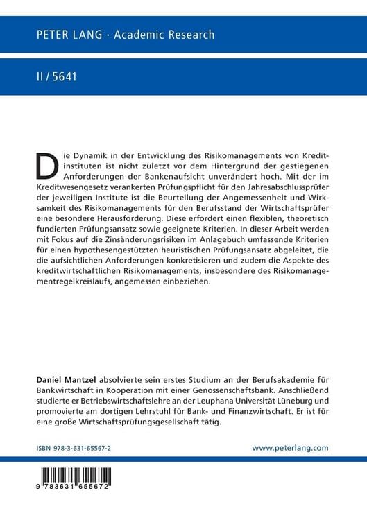Produktbild: Pr&uuml;fung kreditwirtschaftlicher Zins&auml;nderungsrisiken