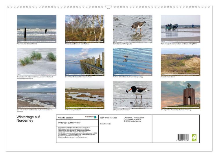 Produktbild: Wintertage auf Norderney (Wandkalender 2026 DIN A2 quer), CALVENDO Monatskalender