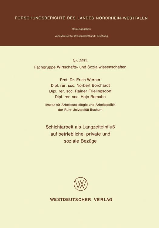 Produktbild: Schichtarbeit als Langzeiteinflu&szlig; auf betriebliche, private und soziale Bez&uuml;ge