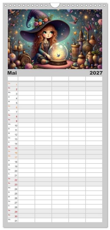 Produktbild: Familienplaner 2027 - Luna, die kleine Zauberhexe mit 5 Spalten (Wandkalender, 21 x 45 cm) CALVENDO