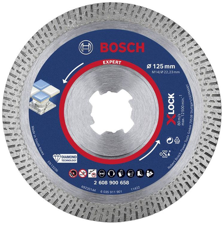 Produktbild: Bosch Accessories 2608900658 EXPERT HardCeramic X-LOCK Diamanttrennscheibe Durchmesser 125 mm Bohrungs-&Oslash; 22.23 mm Stein, Beton, Ziegel 1 St.