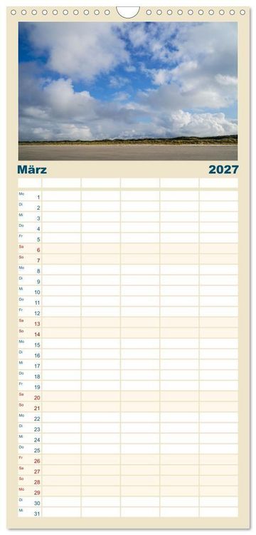 Produktbild: Familienplaner 2027 - Am Strand von Juist mit 5 Spalten (Wandkalender, 21 x 45 cm) CALVENDO