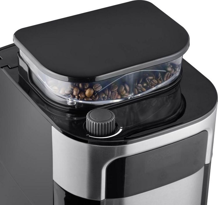 Produktbild: Severin Filterkaffeemaschine mit Mahlwerk und Edelstahl-Thermokanne, Kaffeemaschine Schwarz, Edelstahl (geb&uuml;rstet) Fassungsverm&ouml;gen Tassen=8 Displa