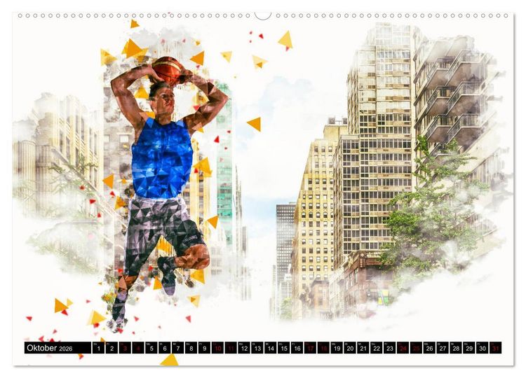 Produktbild: Basketball Art (hochwertiger Premium Wandkalender 2026 DIN A2 quer), Kunstdruck in Hochglanz