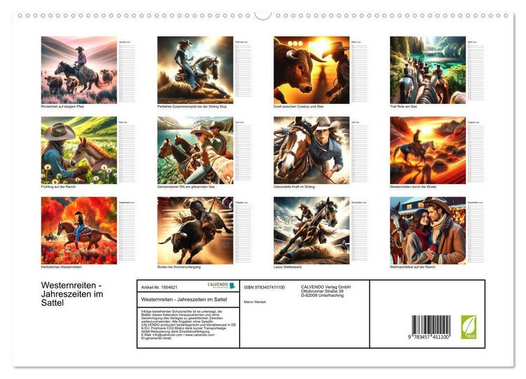 Produktbild: Westernreiten - Jahreszeiten im Sattel (hochwertiger Premium Wandkalender 2026 DIN A2 quer), Kunstdruck in Hochglanz