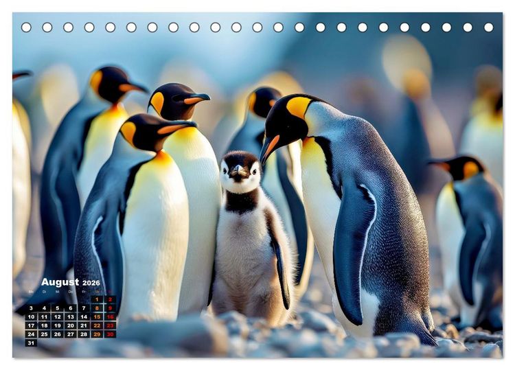 Produktbild: Mit den Pinguinen (Tischkalender 2026 DIN A5 quer), CALVENDO Monatskalender