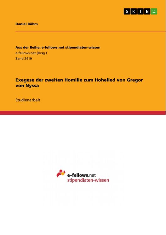 Produktbild: Exegese der zweiten Homilie zum Hohelied von Gregor von Nyssa
