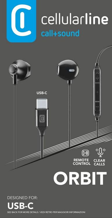 Produktbild: Cellularline In Ear Headset kabelgebunden Schwarz Lautst&auml;rkeregelung