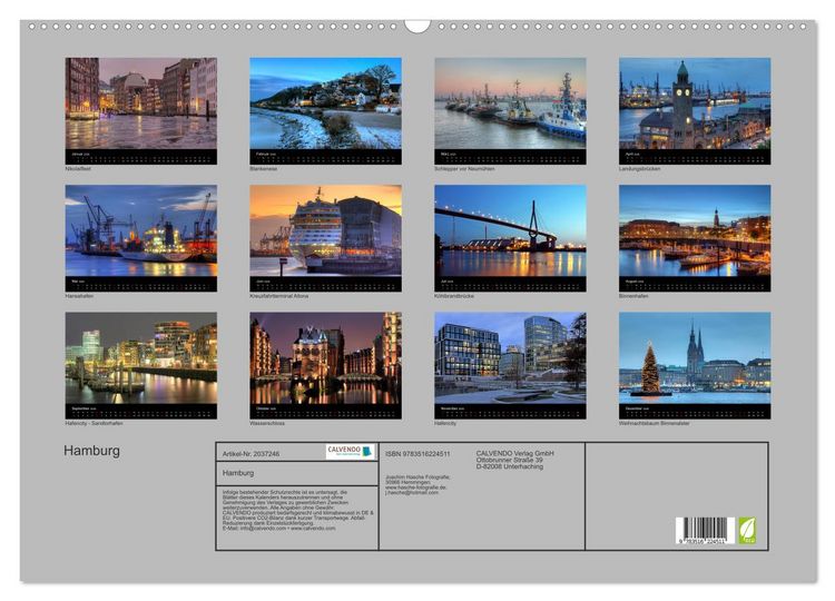 Produktbild: Hamburg (Wandkalender 2026 DIN A2 quer), CALVENDO Monatskalender