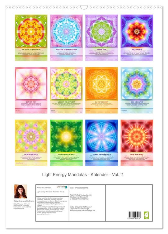 Produktbild: Light Energy Mandalas - Kalender - Vol. 2 (Wandkalender 2026 DIN A2 hoch), CALVENDO Monatskalender