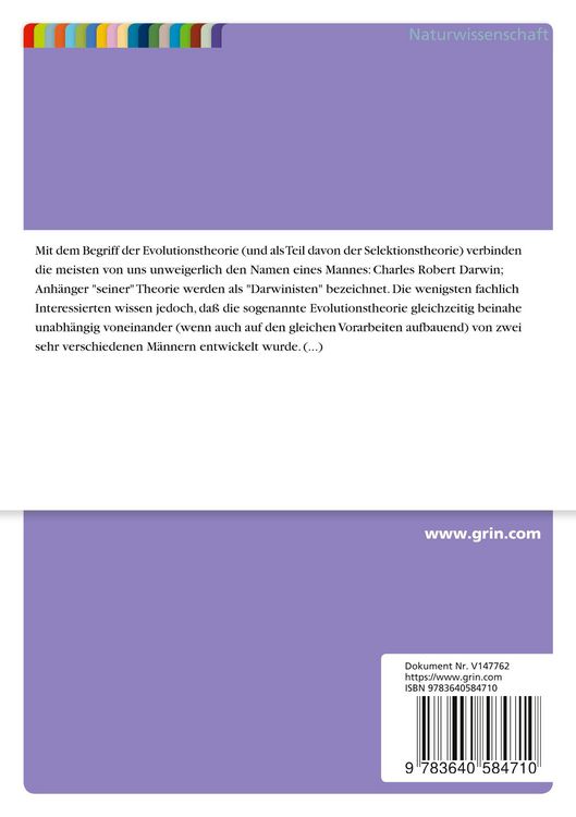 Produktbild: Alfred Russel Wallace und die Entstehung der modernen Selektionstheorie