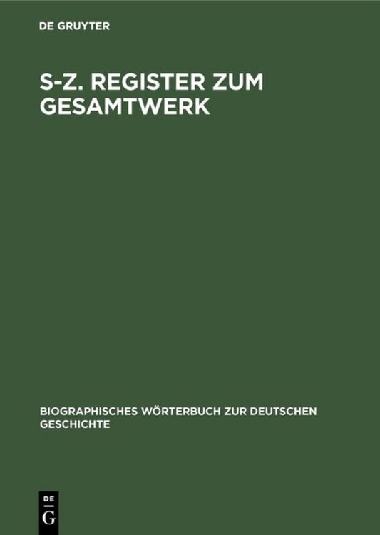 Produktbild: S&ndash;Z. Register zum Gesamtwerk