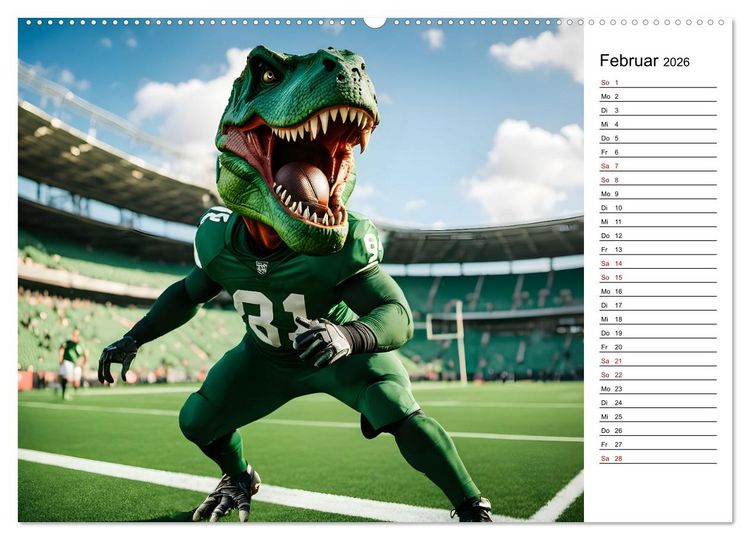 Produktbild: Sportlicher T-Rex - Mit Fun durch das Jahr (Wandkalender 2026 DIN A2 quer), CALVENDO Monatskalender