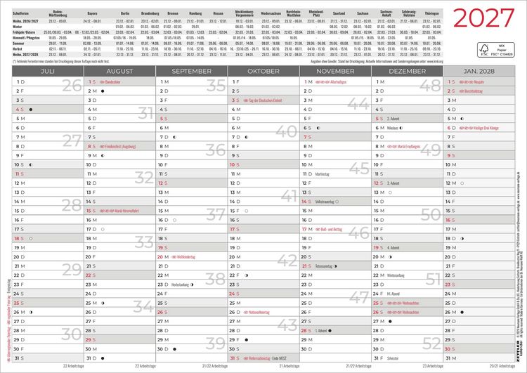 Produktbild: Tafelkalender A4 beidseitig 2027