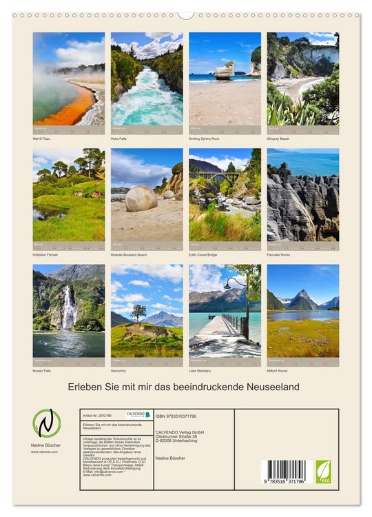 Produktbild: Erleben Sie mit mir das beeindruckende Neuseeland (hochwertiger Premium Wandkalender 2026 DIN A2 hoch), Kunstdruck in Hochglanz