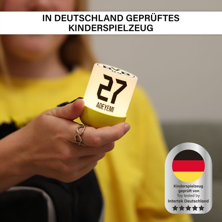 Produktbild: Eggys Mystery Lights x BVB Akku Nachtlicht Sammelbox mit praktischem Anh&auml;nger