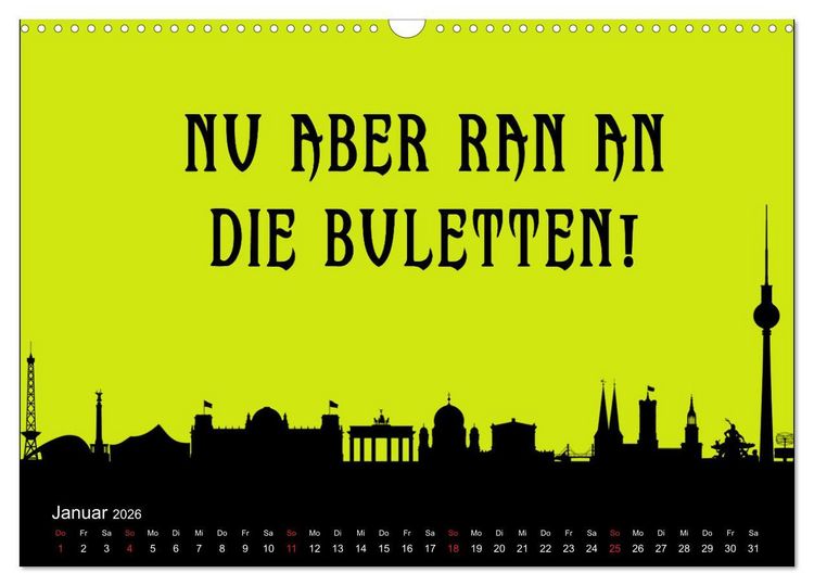 Produktbild: Berliner Mundart (Wandkalender 2026 DIN A3 quer), CALVENDO Monatskalender
