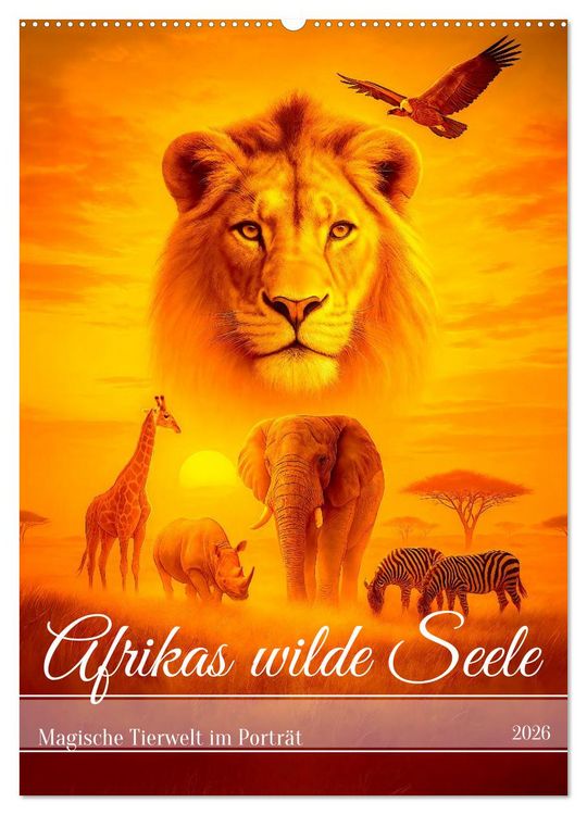 Produktbild: Afrikas wilde Seele - Magische Tierwelt im Portr&auml;t (Wandkalender 2026 DIN A2 hoch), CALVENDO Monatskalender