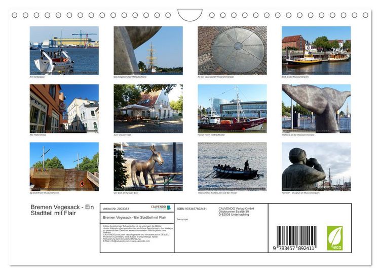 Produktbild: Bremen Vegesack - Ein Stadtteil mit Flair (Wandkalender 2026 DIN A4 quer), CALVENDO Monatskalender