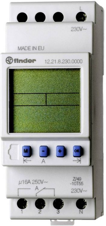 Produktbild: Finder 12.22.8.230.0000 Zeitschaltuhr f&uuml;r Hutschiene 230 V/AC Wochenprogramm