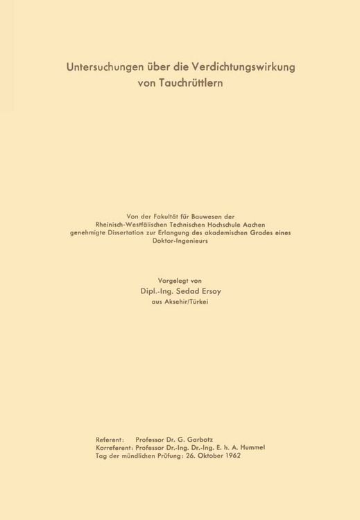 Produktbild: Untersuchungen &uuml;ber die Verdichtungswirkung von Tauchr&uuml;ttlern