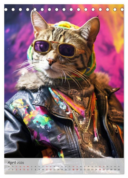 Produktbild: Katzen im lustigen Gangsterlook (Tischkalender 2026 DIN A5 hoch), CALVENDO Monatskalender
