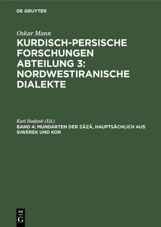 Produktbild: Mundarten der Z&acirc;z&acirc;, haupts&auml;chlich aus Siwerek und Kor
