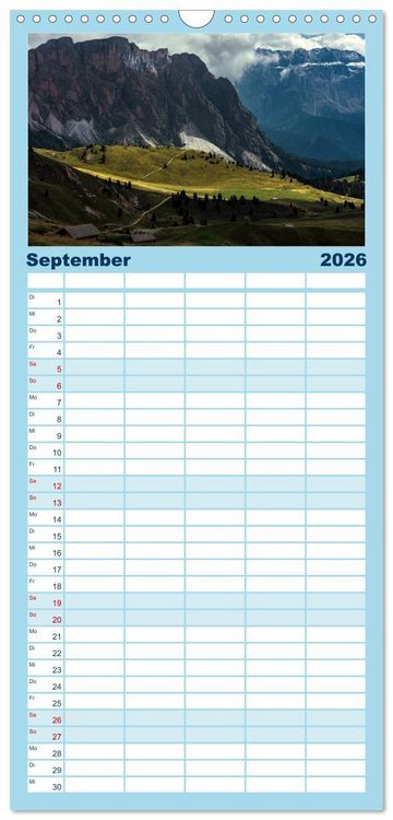 Produktbild: Familienplaner 2026 - Dolomiten - S&uuml;dtirol mit 5 Spalten (Wandkalender, 21 x 45 cm) CALVENDO