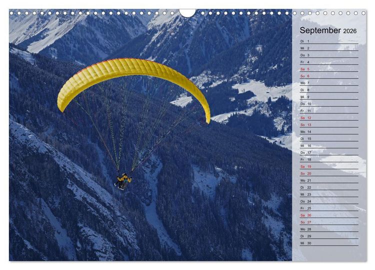 Produktbild: Gleitschirmfliegen in den Tuxer Alpen (Wandkalender 2026 DIN A3 quer), CALVENDO Monatskalender