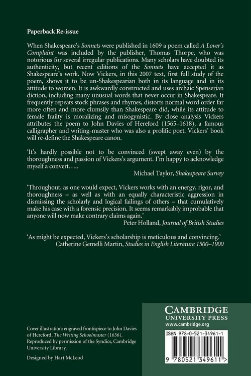 Produktbild: Shakespeare, 'a Lover's Complaint', and John Davies of Hereford