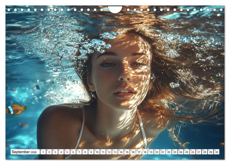 Produktbild: Aqua Desire &ndash; KI-Sch&ouml;nheiten unter Wasser (Wandkalender 2026 DIN A4 quer), CALVENDO Monatskalender