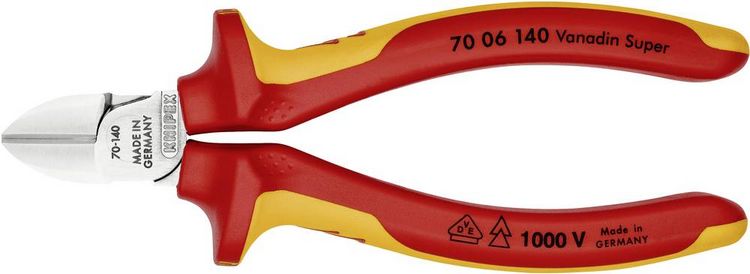 Produktbild: Knipex 70 06 140 VDE Seitenschneider mit Facette 140 mm
