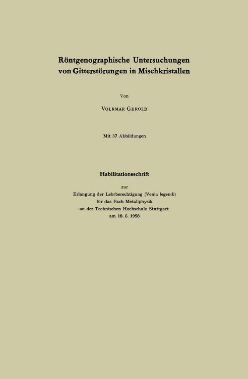 Produktbild: R&ouml;ntgenographische Untersuchungen von Gitterst&ouml;rungen in Mischkristallen