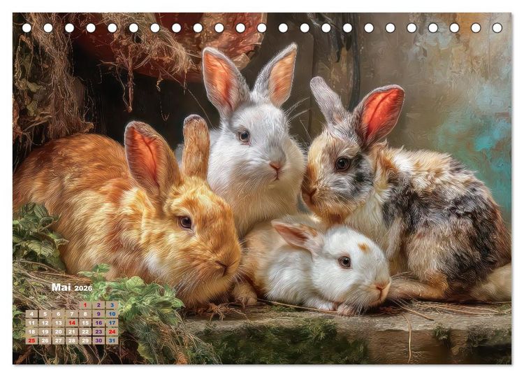 Produktbild: Kaninchenportraits &ndash; Szenen voller Charme (Tischkalender 2026 DIN A5 quer), CALVENDO Monatskalender