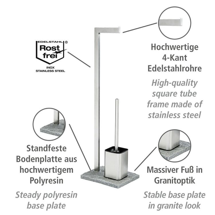 Produktbild: Stand WC-Garnitur Mod. Granit Edelstahl, rostfrei