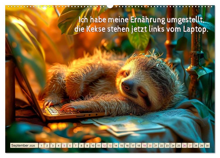 Produktbild: Faultier - Albtraum Sport (hochwertiger Premium Wandkalender 2026 DIN A2 quer), Kunstdruck in Hochglanz