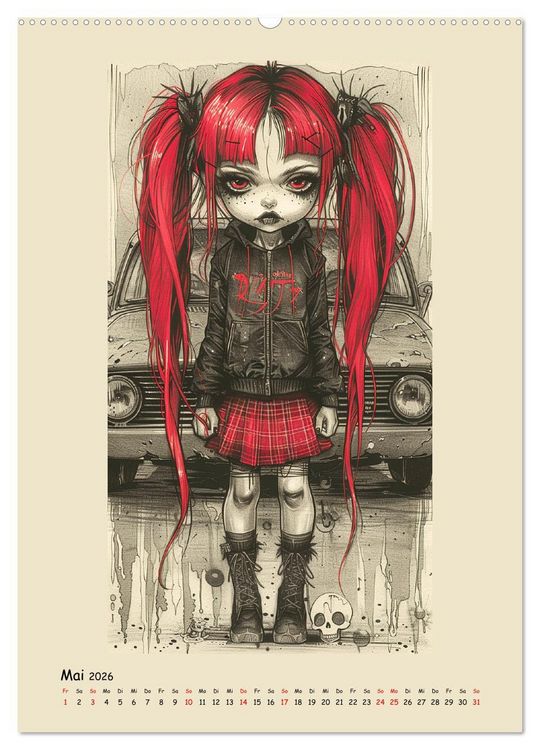 Produktbild: Gothic Punk Girls im k&uuml;nstlerischen Manga-Stil (hochwertiger Premium Wandkalender 2026 DIN A2 hoch), Kunstdruck in Hochglanz