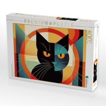 Produktbild: CALVENDO Puzzle Schwarze Katze mit emp&ouml;rtem Blick | 1000 Teile Lege-Gr&ouml;&szlig;e 64x48cm Foto-Puzzle f&uuml;r gl&uuml;ckliche Stunden